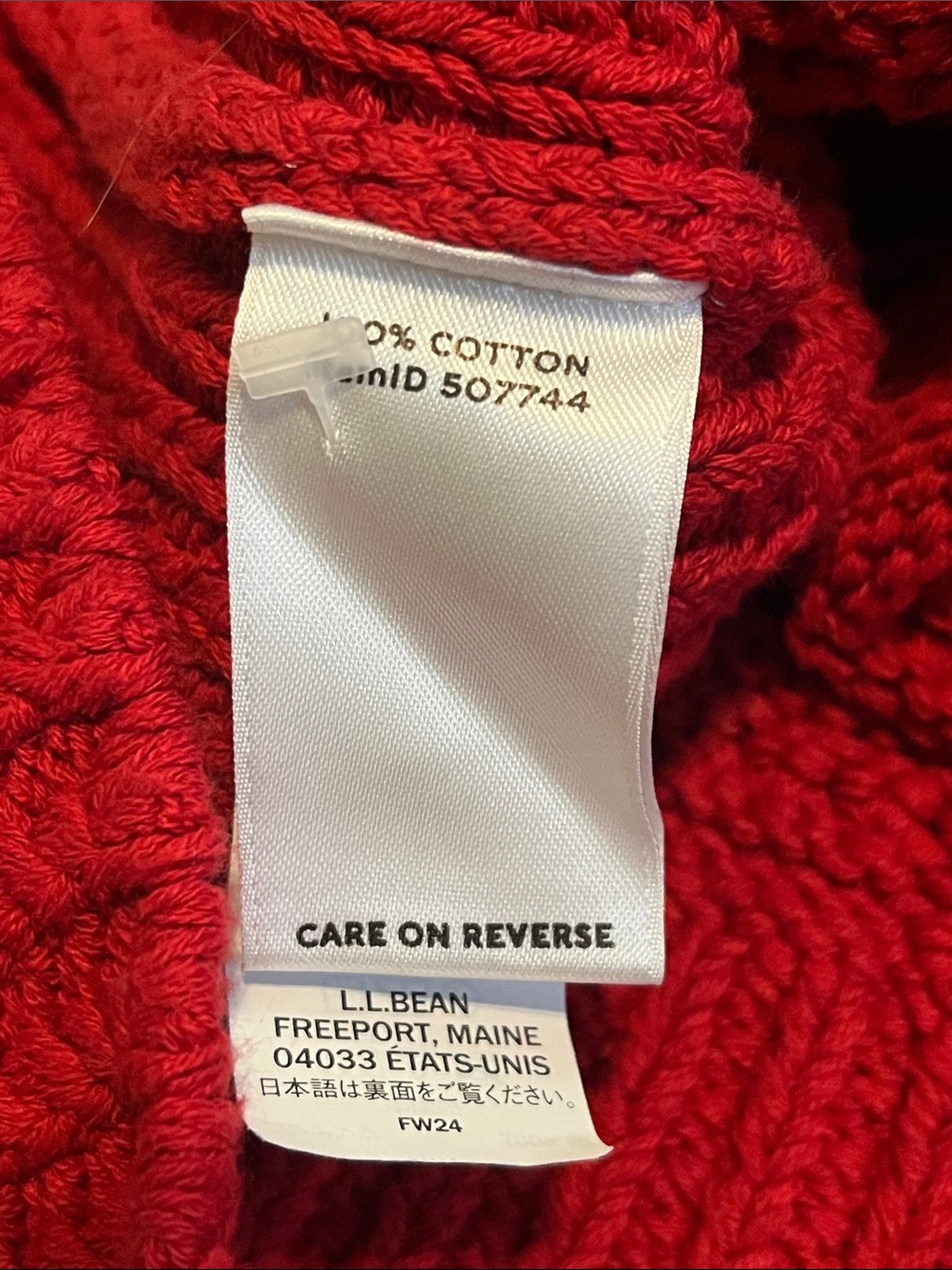 L.L.Bean Signature Nordic Cotton Cardigan Sweater Red Duck Boot Women’s Large - Picture 7 of 10